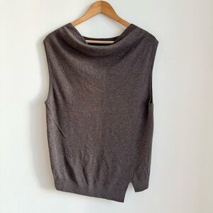 Brochu Walker Large Wool Cashmere Sweater Vest Sleeveless Cowl Neck Brown